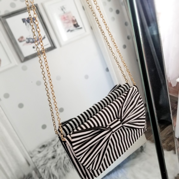 Last1🔒VERANDA Striped Bow Envelope Clutch Handbag - Picture 9 of 10